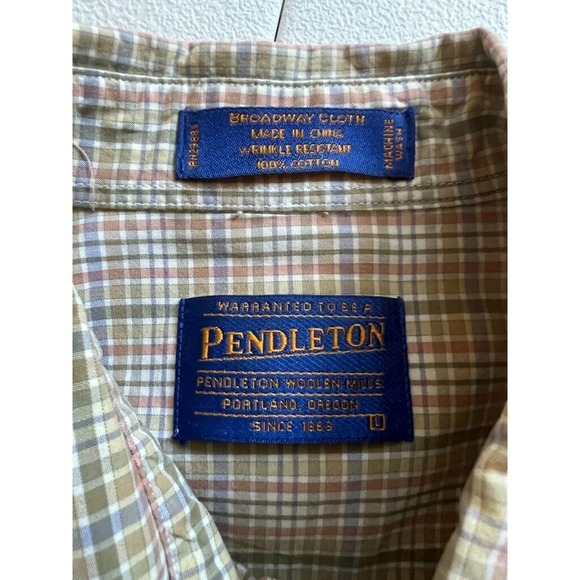 Pendleton Mens Large Pastel Plaid Broadway Cloth Long Sleeve Button Down Shirt - Picture 6 of 6